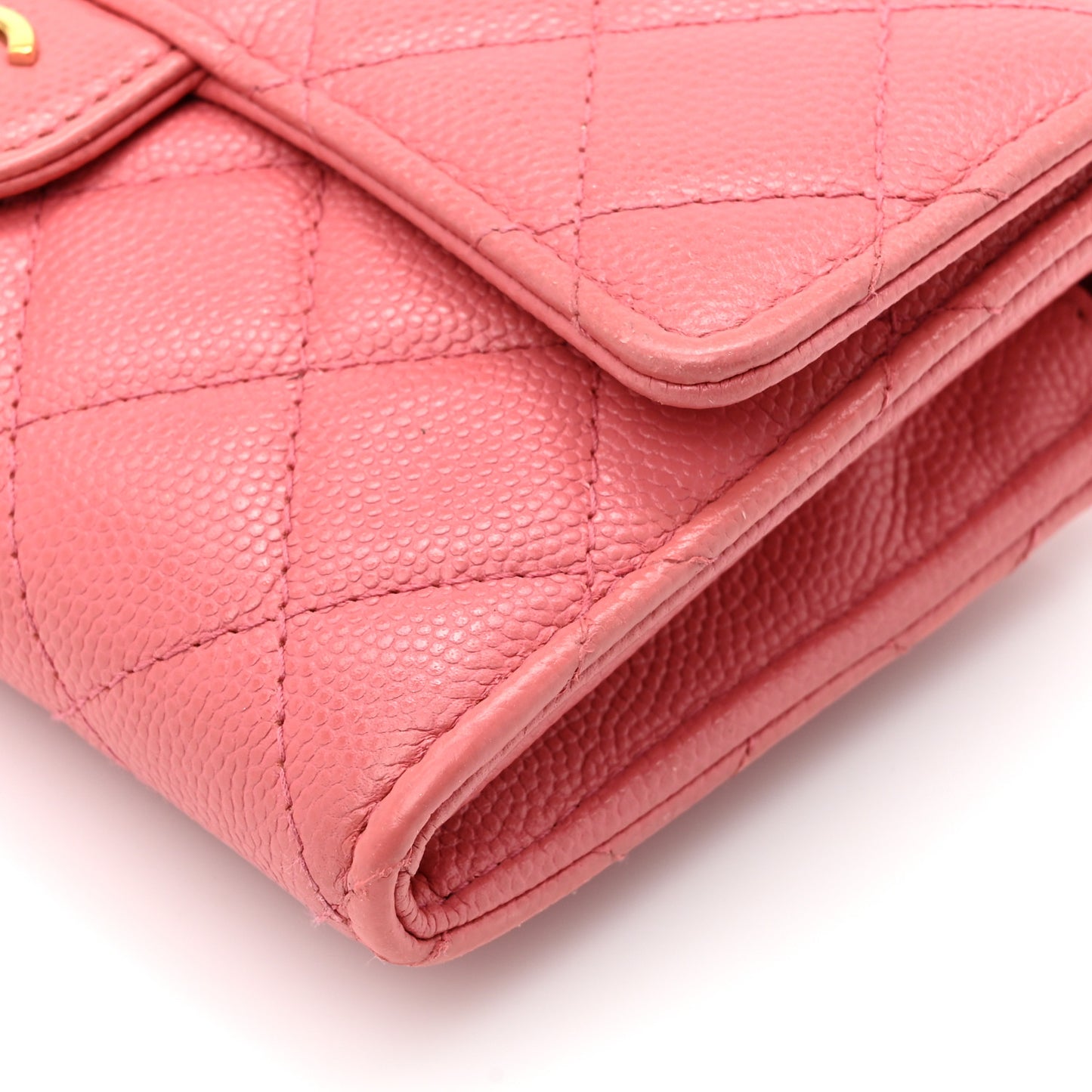 Caviar Quilted Medium Gusset Flap Wallet Pink