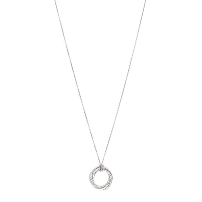 David Yurman Sterling Silver Pave Diamond 21mm Crossover Circle Necklace 1 of 4