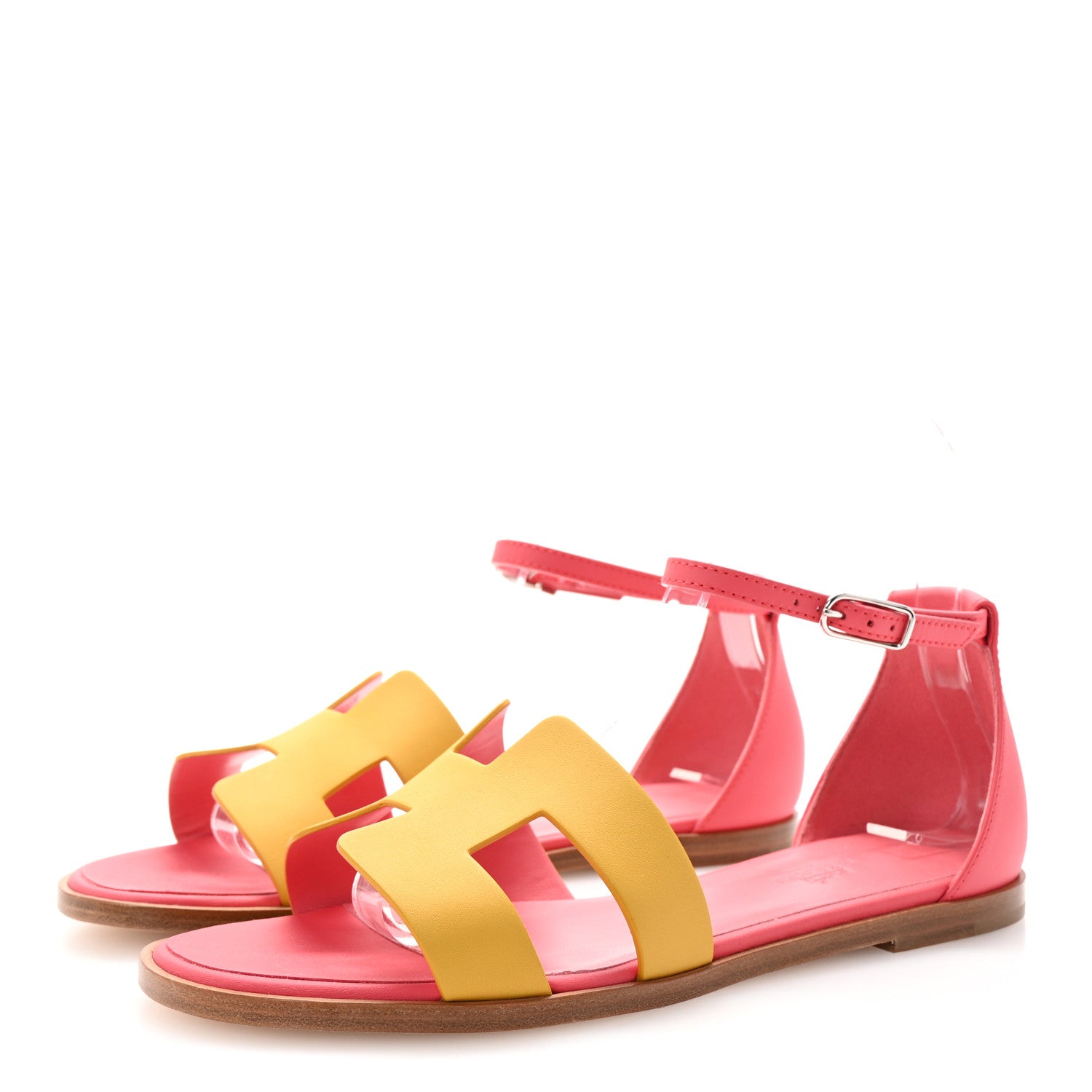 Hermes Calfskin Santorini Sandals 36.5 Jaune Sable Rose 4 of 10