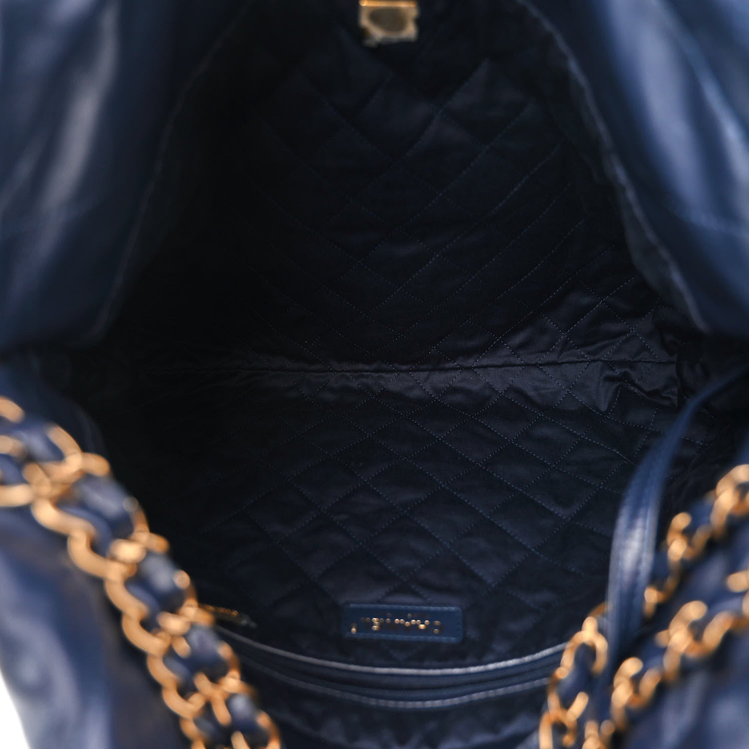 Chanel Shiny Calfskin Quilted Chanel 22 Navy Blue 5 of 12