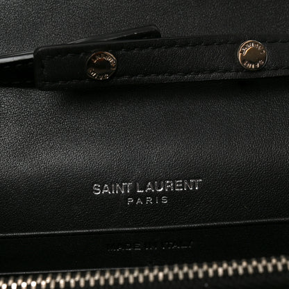 Saint Laurent Patent Grain De Poudre Matelasse Chevron Monogram Chain Wallet Blue Majorelle 6 of 11