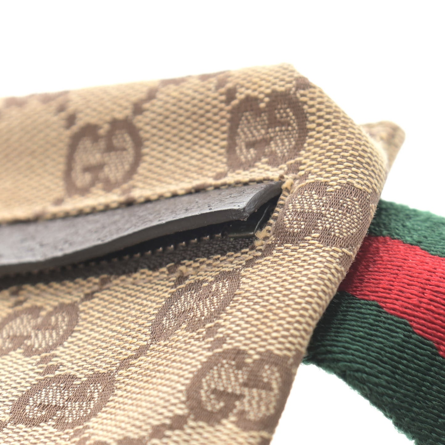 GG Monogram Web Double Pocket Belt Bag Dark Brown
