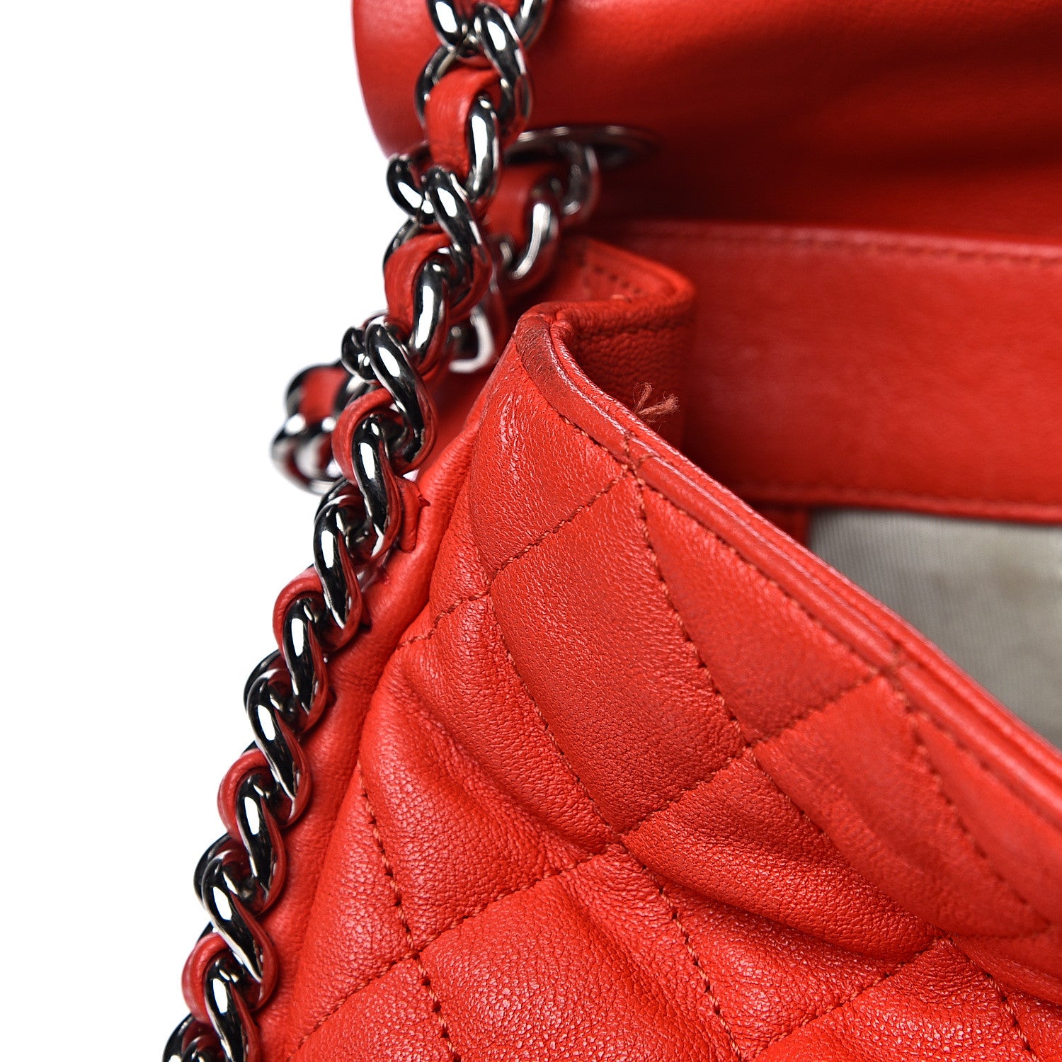 Chanel Washed Lambskin Quilted Maxi Chain Around Flap Red 12 of 16