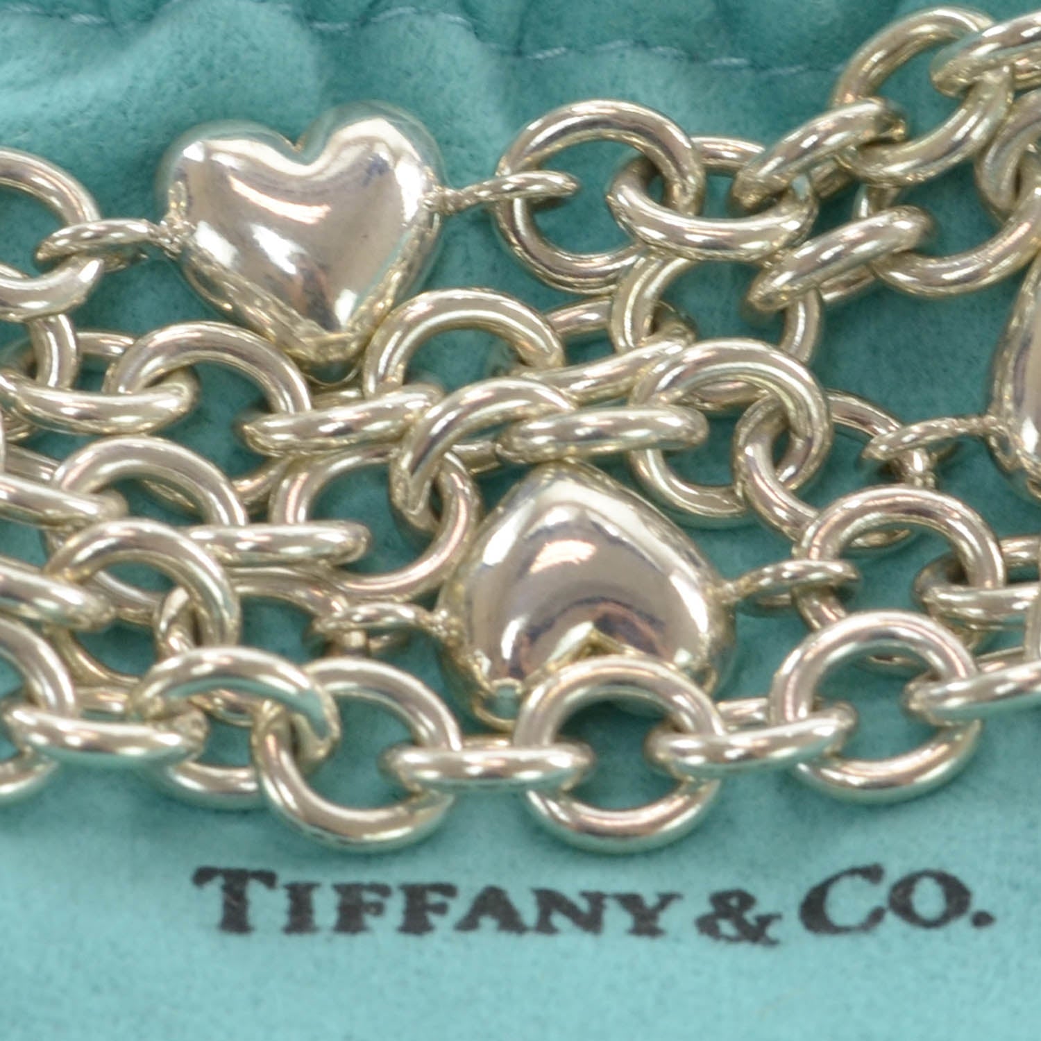 Tiffany Sterling Silver Multi Strand Heart Charms Bracelet 5 of 5