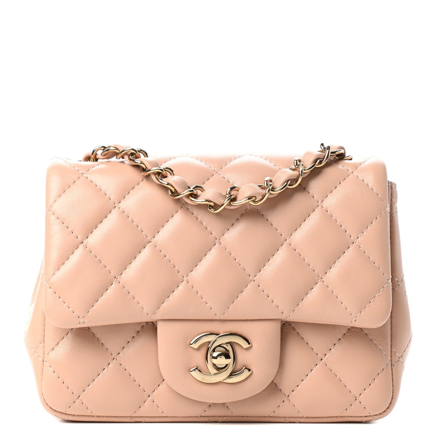 Chanel Lambskin Quilted Mini Square Flap Beige 1 of 11