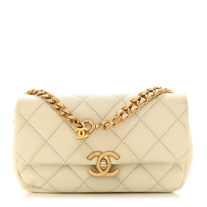 Chanel Caviar Quilted Chain Melody Waist Belt Bag White 1 of 10