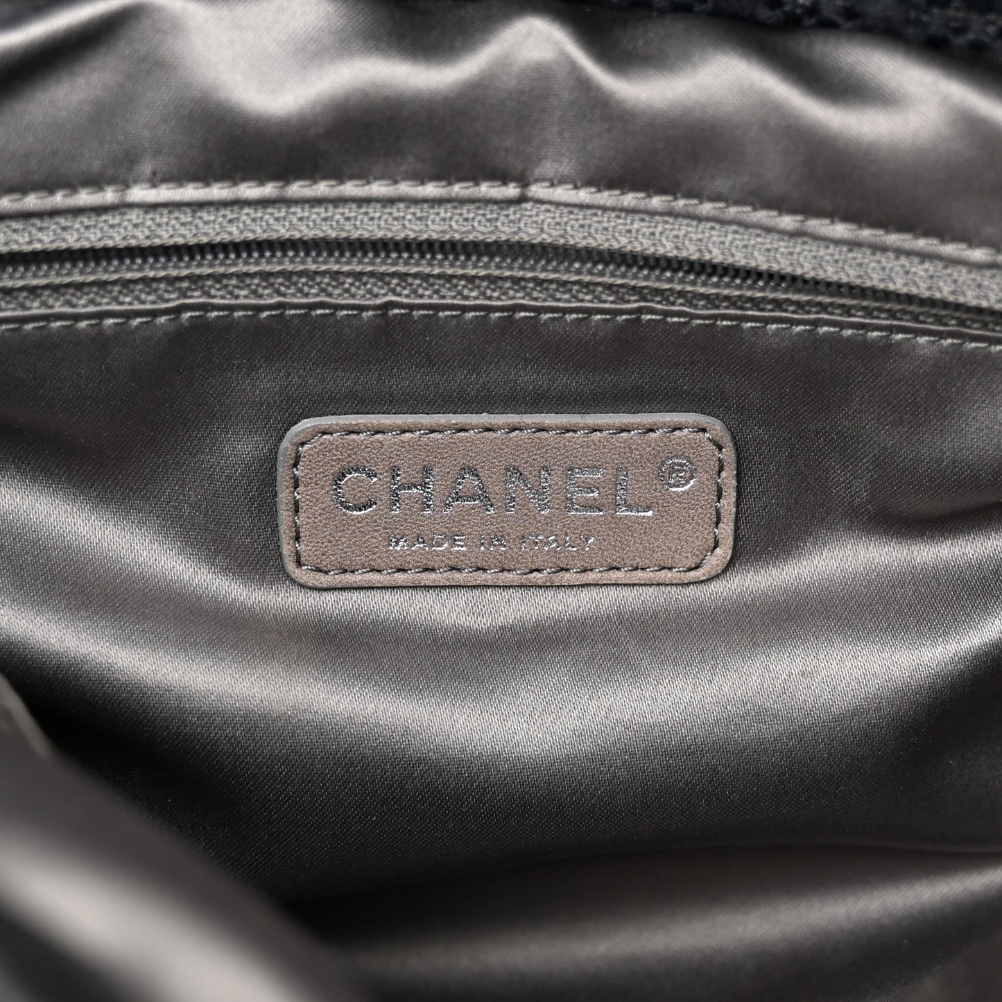 Glazed Calfskin Quilted Tweed Portobello Tote Black