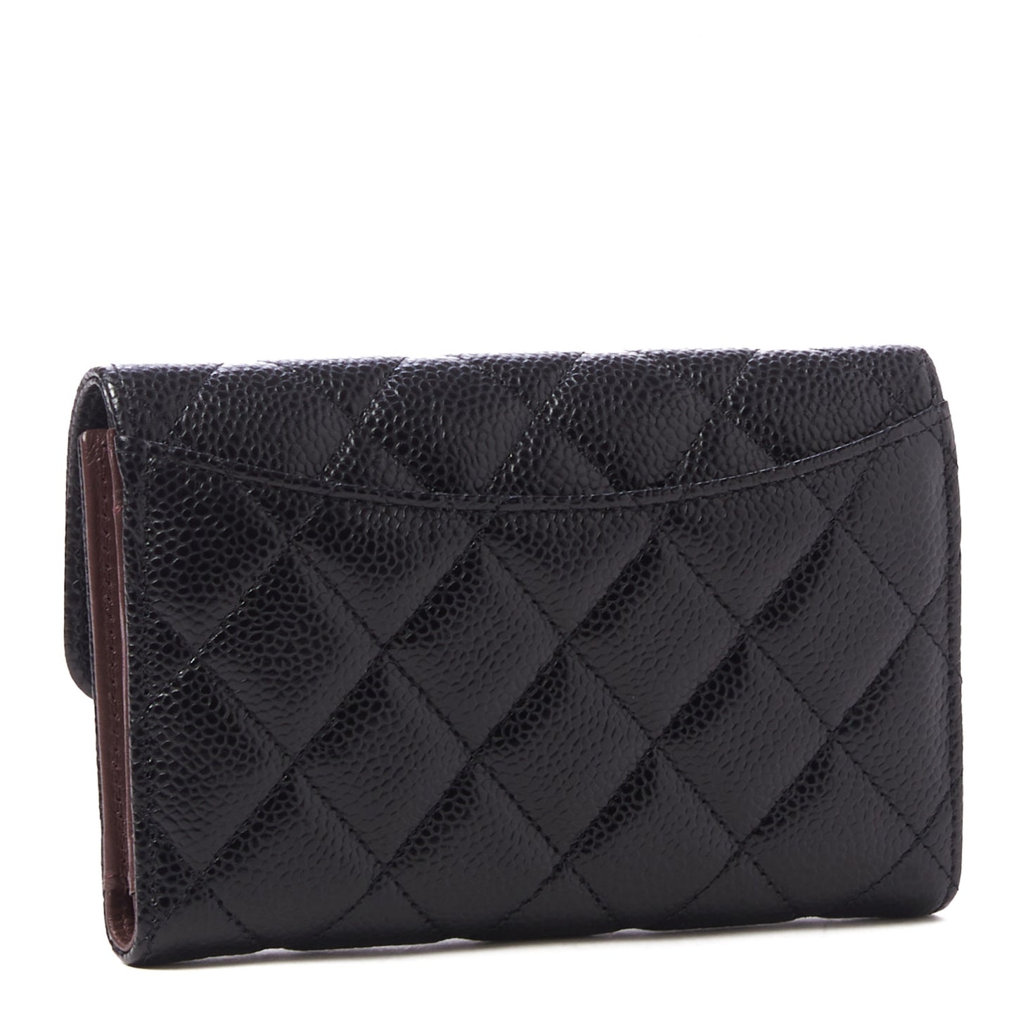 Caviar Quilted Medium Flap Wallet Black