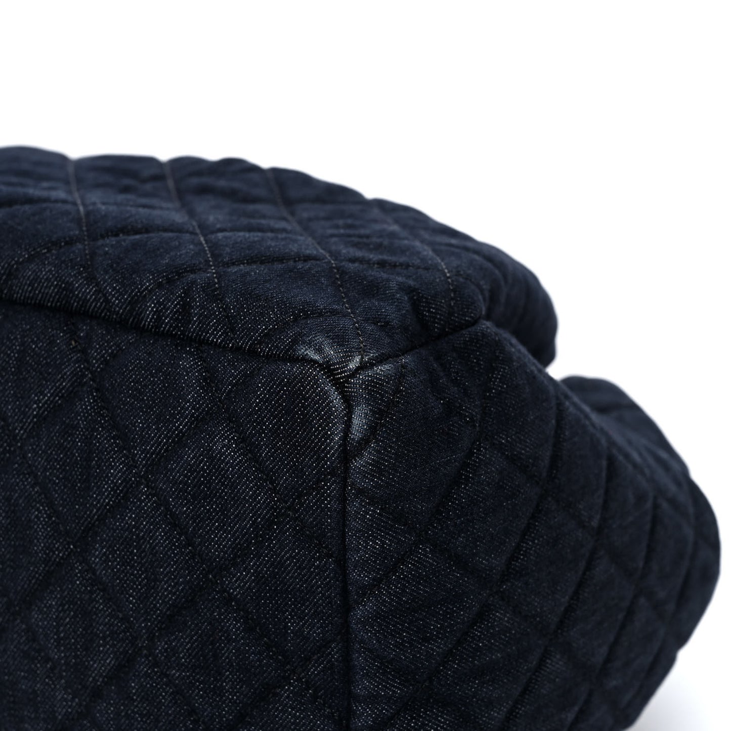 Washed Denim Quilted Small Urban Spirit Drawstring Bag Dark Blue