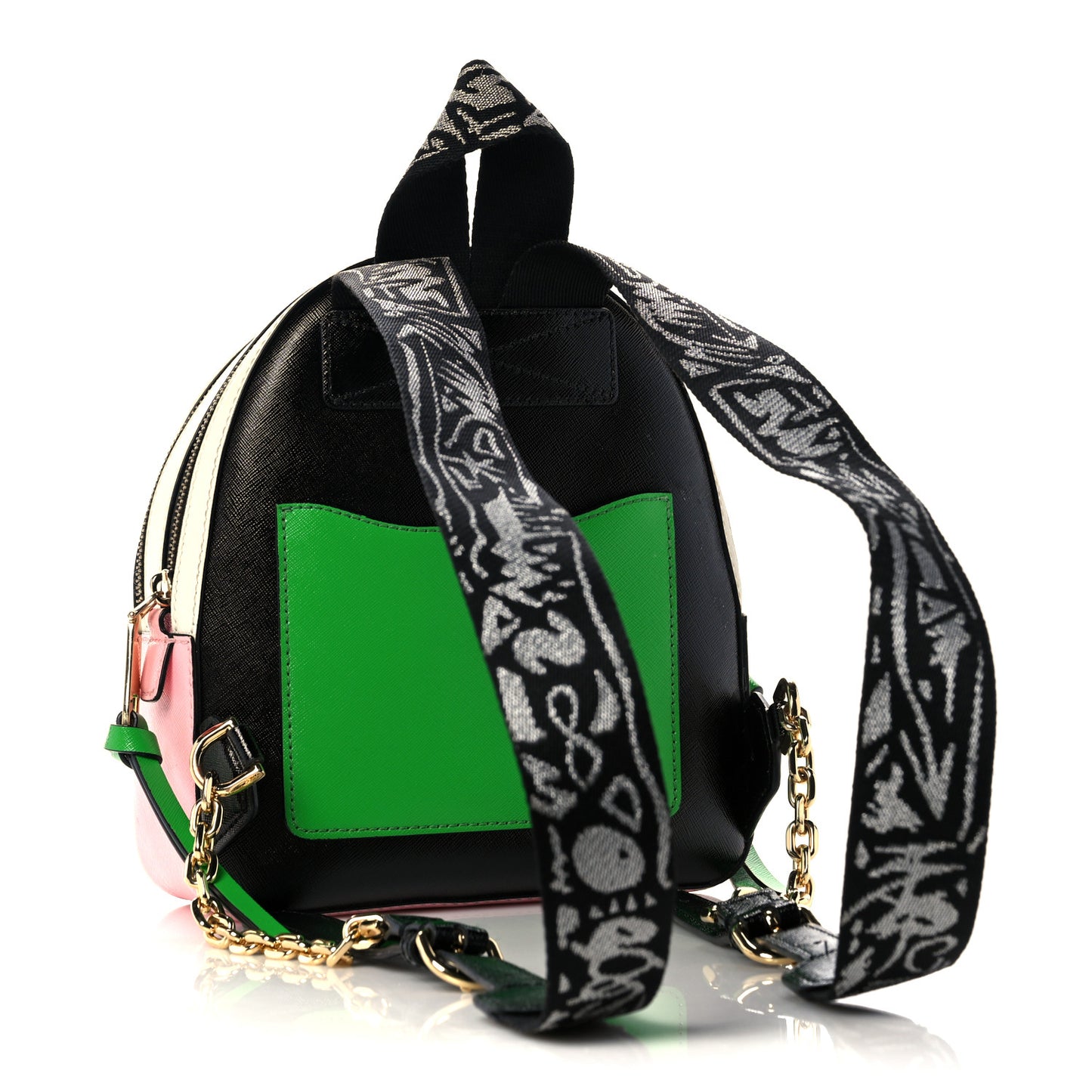 Saffiano Mini Snapshot Backpack Black Multicolor