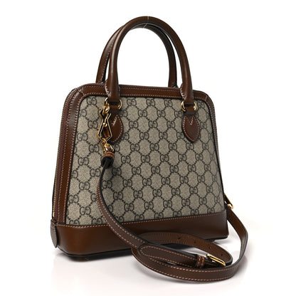 Gucci GG Supreme Monogram Azalea Calfskin Small Horsebit 1955 Top Handle Bag Beige Ebony Brown Sugar 3 of 11