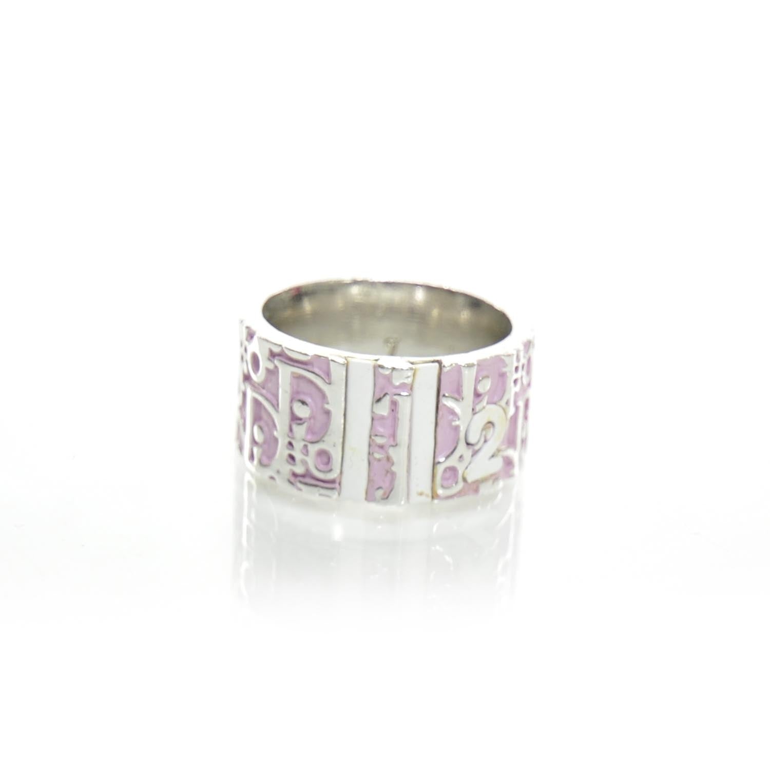 Christian Dior Silver Girly Logo Ring Pink 7.75 1 of 4