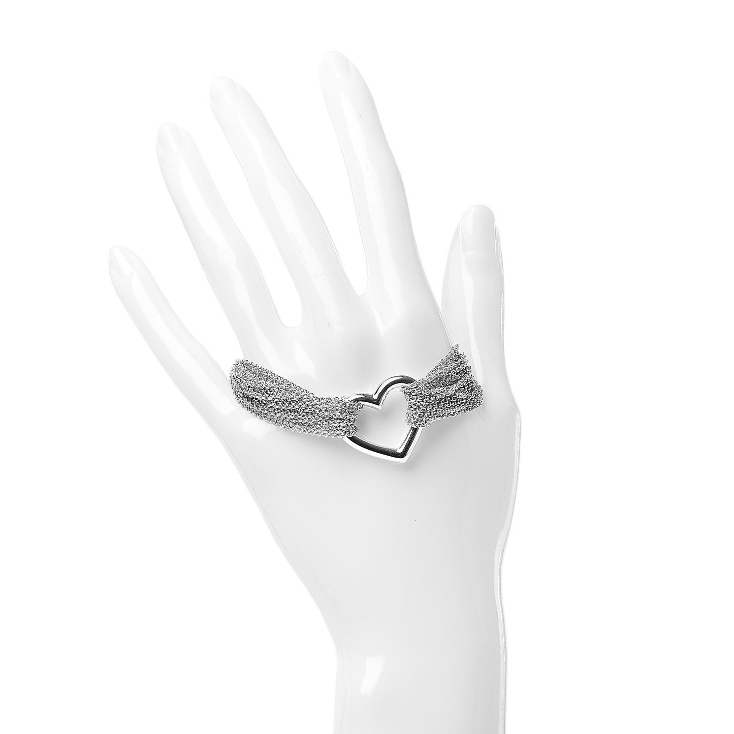 Sterling Silver Heart Mesh Bracelet