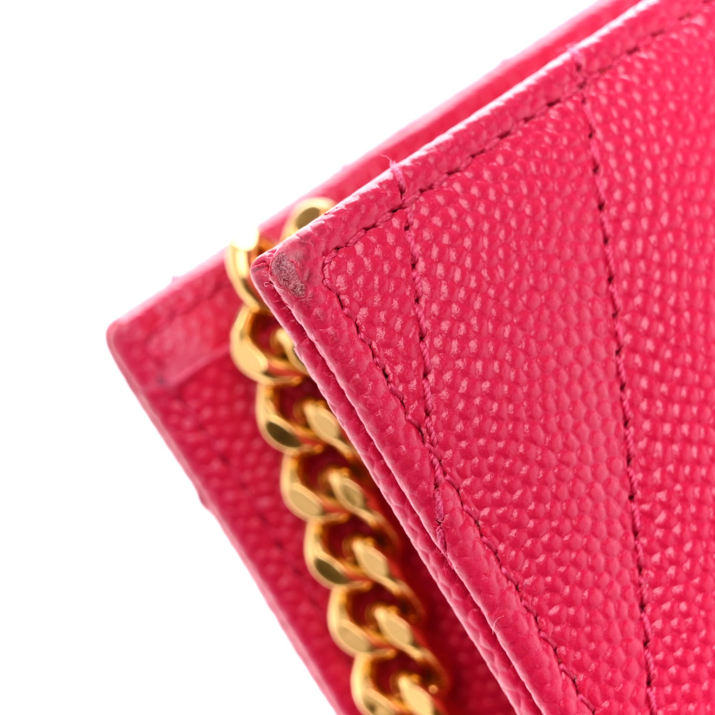 Grain De Poudre Matelasse Chevron Monogram Envelope Chain Wallet Bubblegum