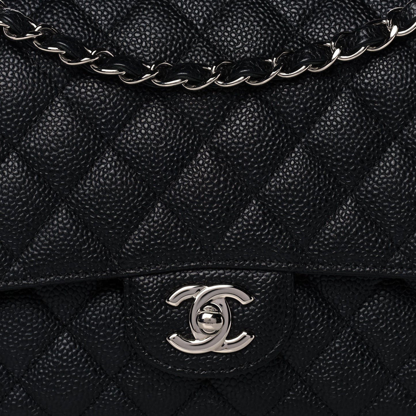 Caviar Quilted Medium Double Flap Black