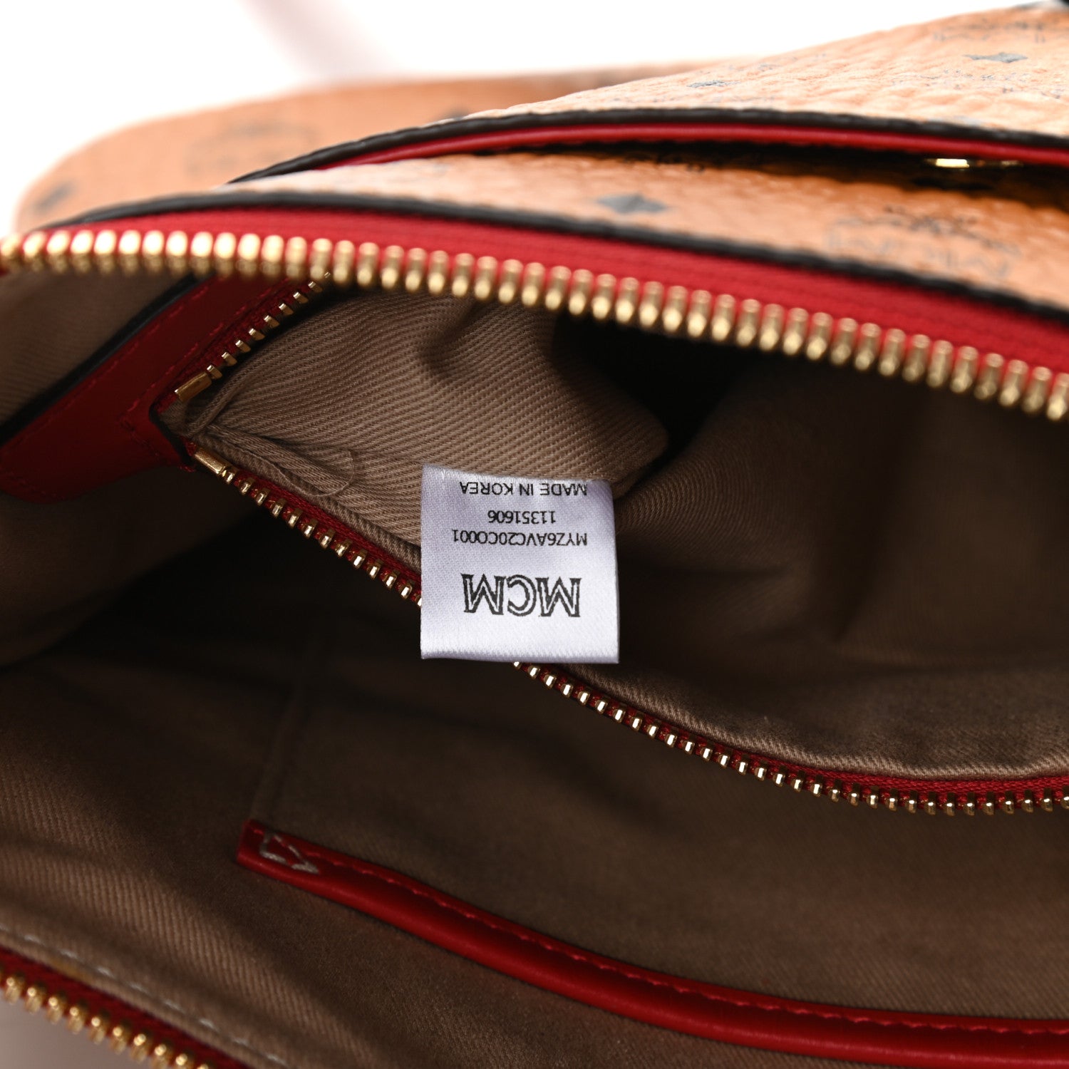 MCM Visetos Medium Crossbody Pouch Cognac Red 7 of 9