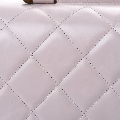 Chanel Calfskin Quilted Large Gold Bar Top Handle Flap Light Pink 10 of 12