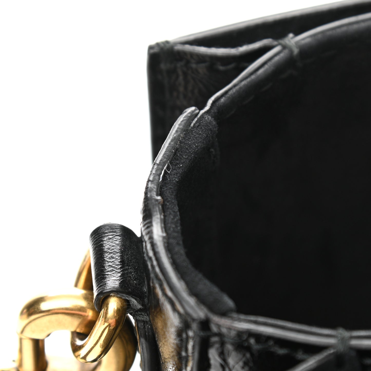 Crinkled Patent Lambskin Dio(r)evolution Flap Bag Black