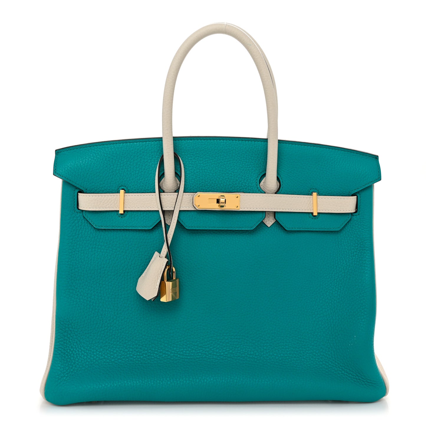 Taurillon Clemence Horseshoe Birkin 35 Bleu Paon Beton