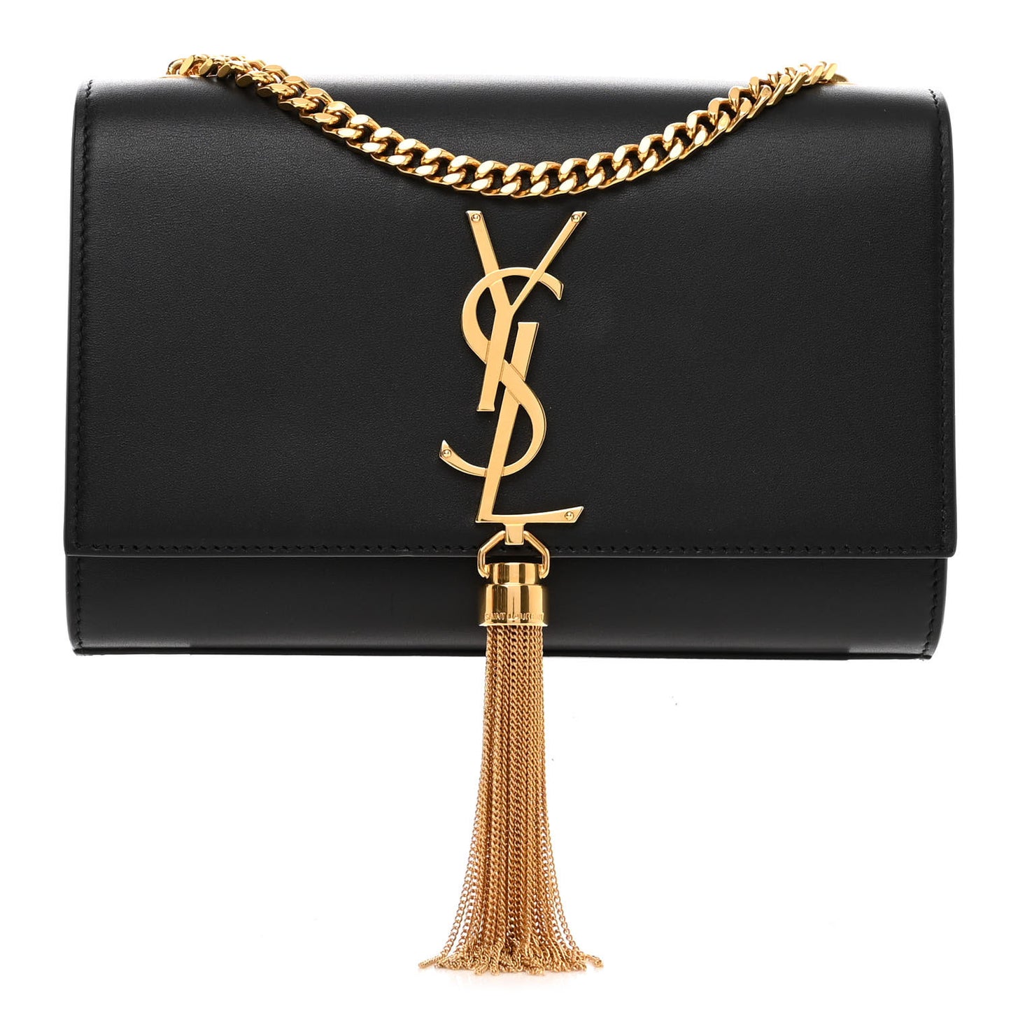 Calfskin Small Classic Monogram Kate Tassel Satchel Black