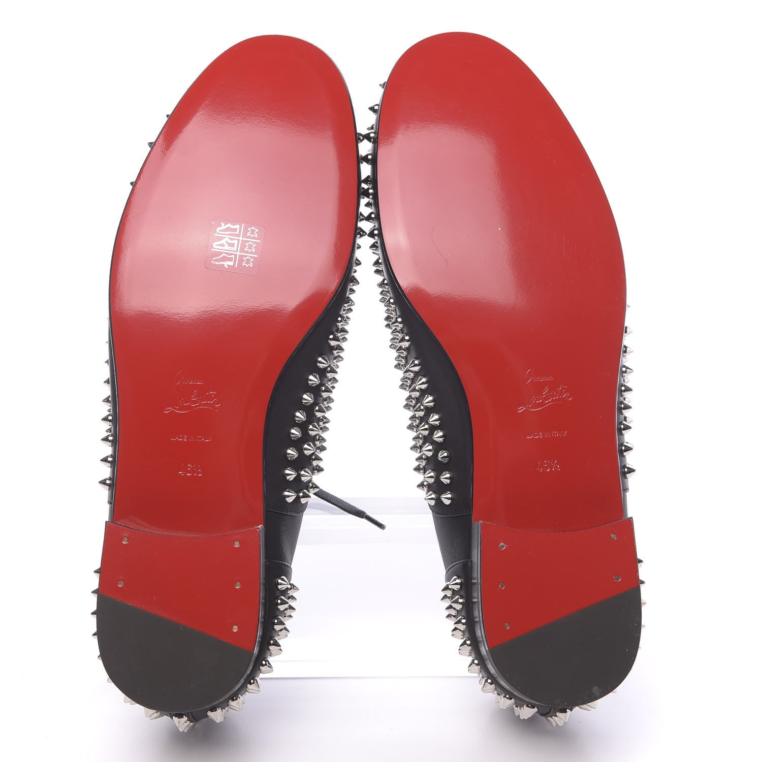 Christian Louboutin Calfskin Spike Mens Freddy Flat 46.5 Black 5 of 10