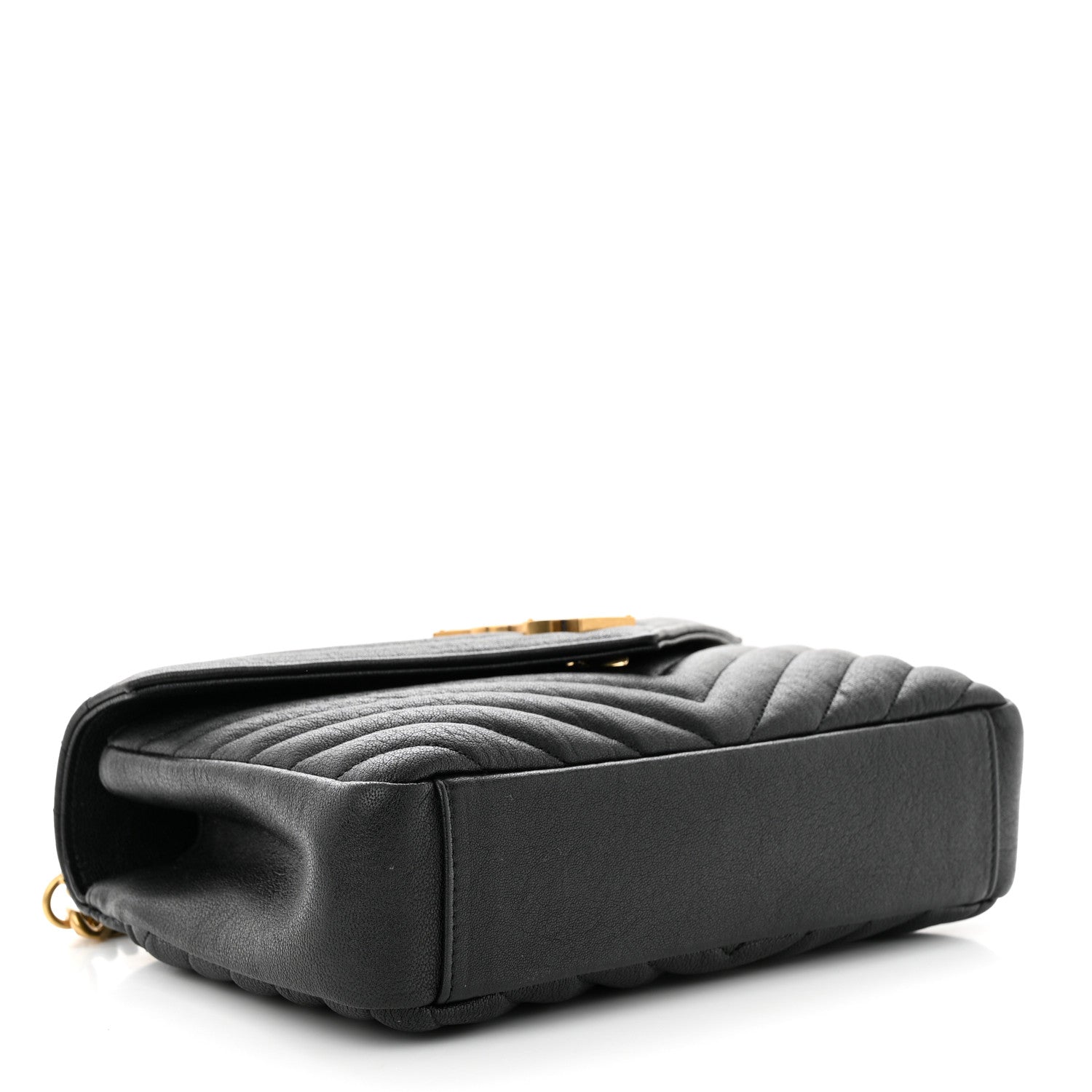 Saint Laurent Sheepskin Matelasse Chevron Monogram Medium College Bag Black 4 of 11