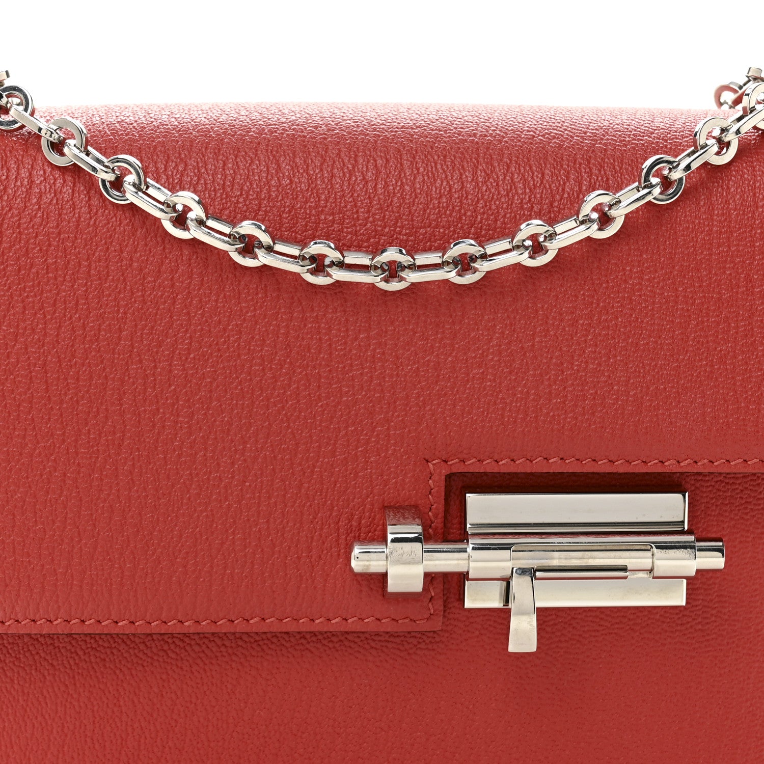 Hermes Chevre Mysore Mini Verrou Chaine Bag Rouge Tomate 8 of 12