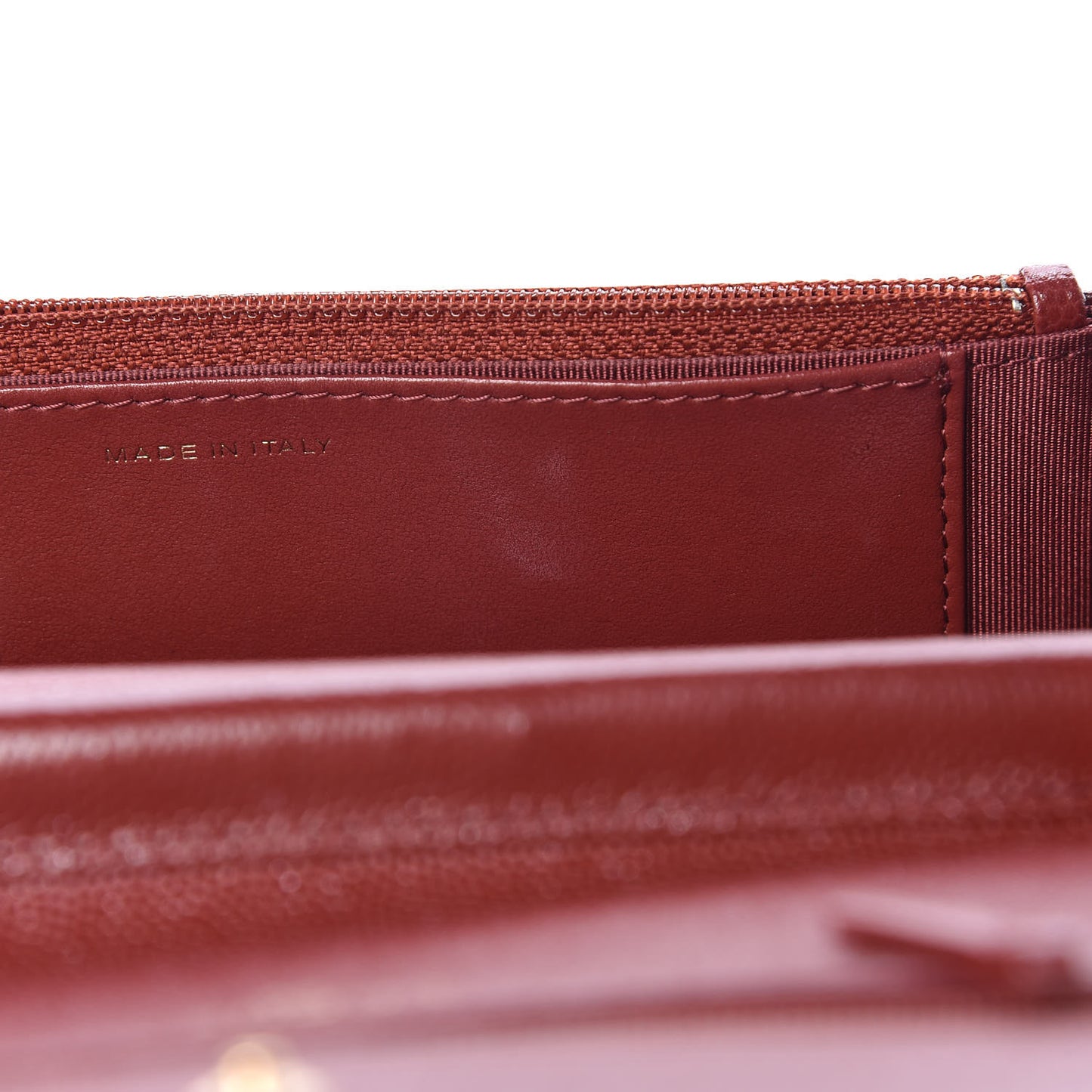 Metallic Caviar Quilted Wallet On Chain WOC Red
