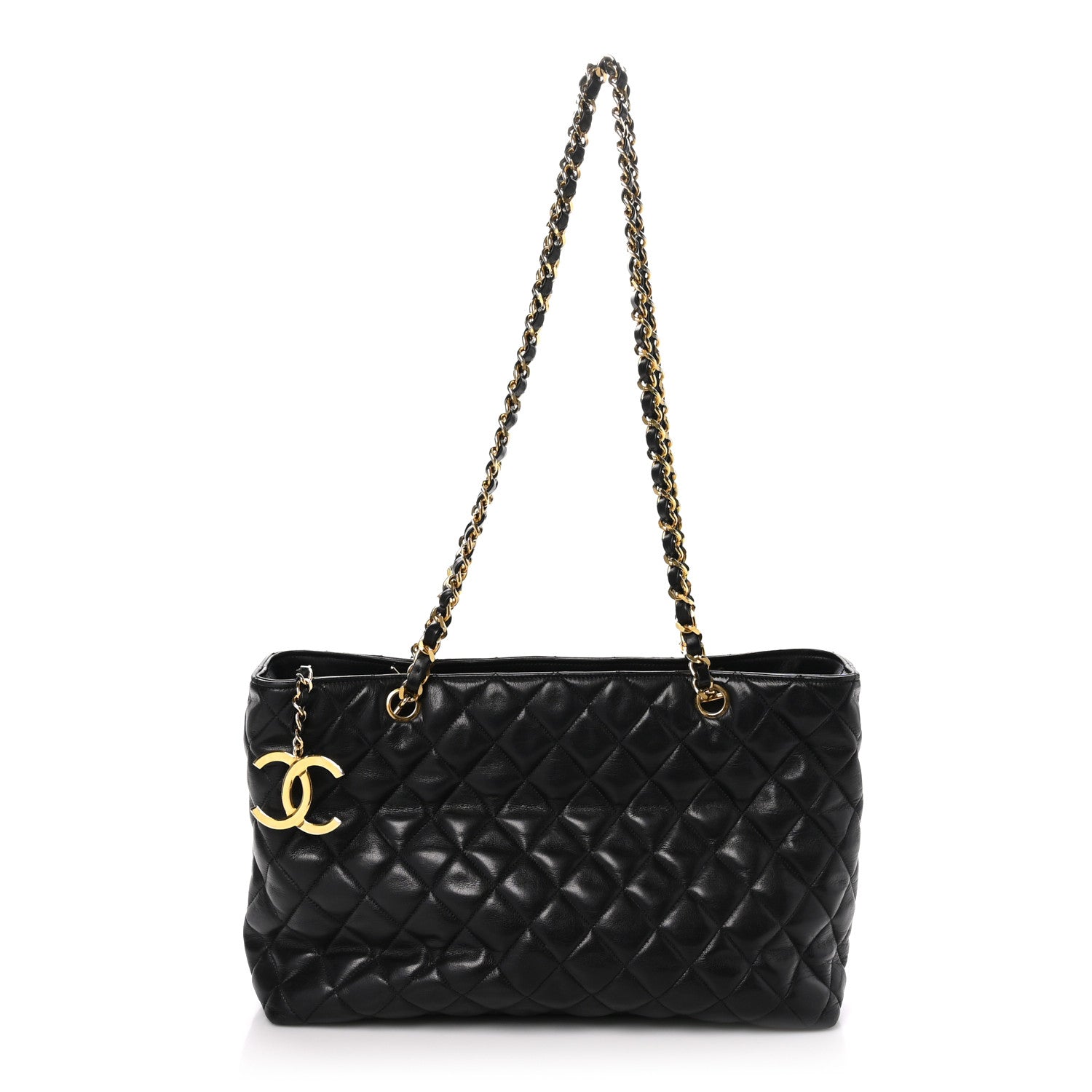 Chanel Lambskin Quilted Medium New Bubble North South Tote Black 1 of 11