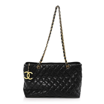 Chanel Lambskin Quilted Medium New Bubble North South Tote Black 1 of 11