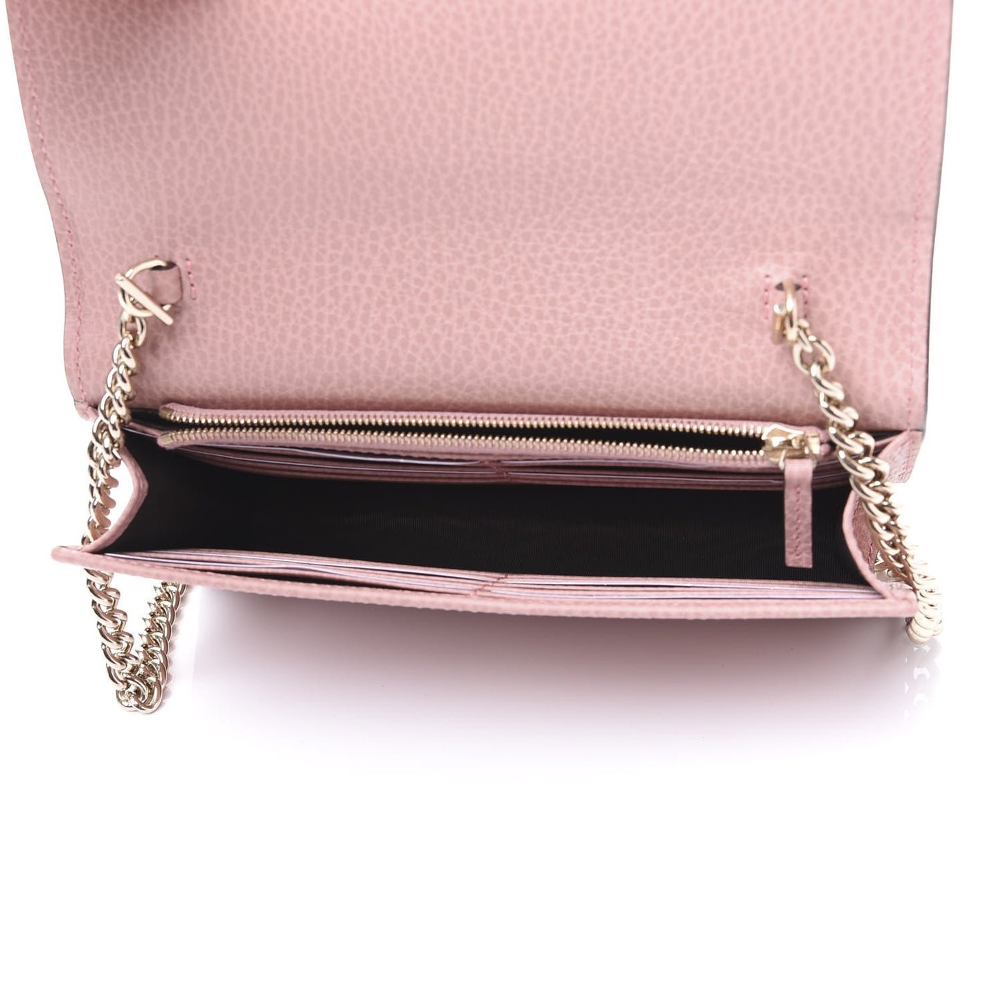 Dollar Calfskin Interlocking G Chain Wallet Soft Pink