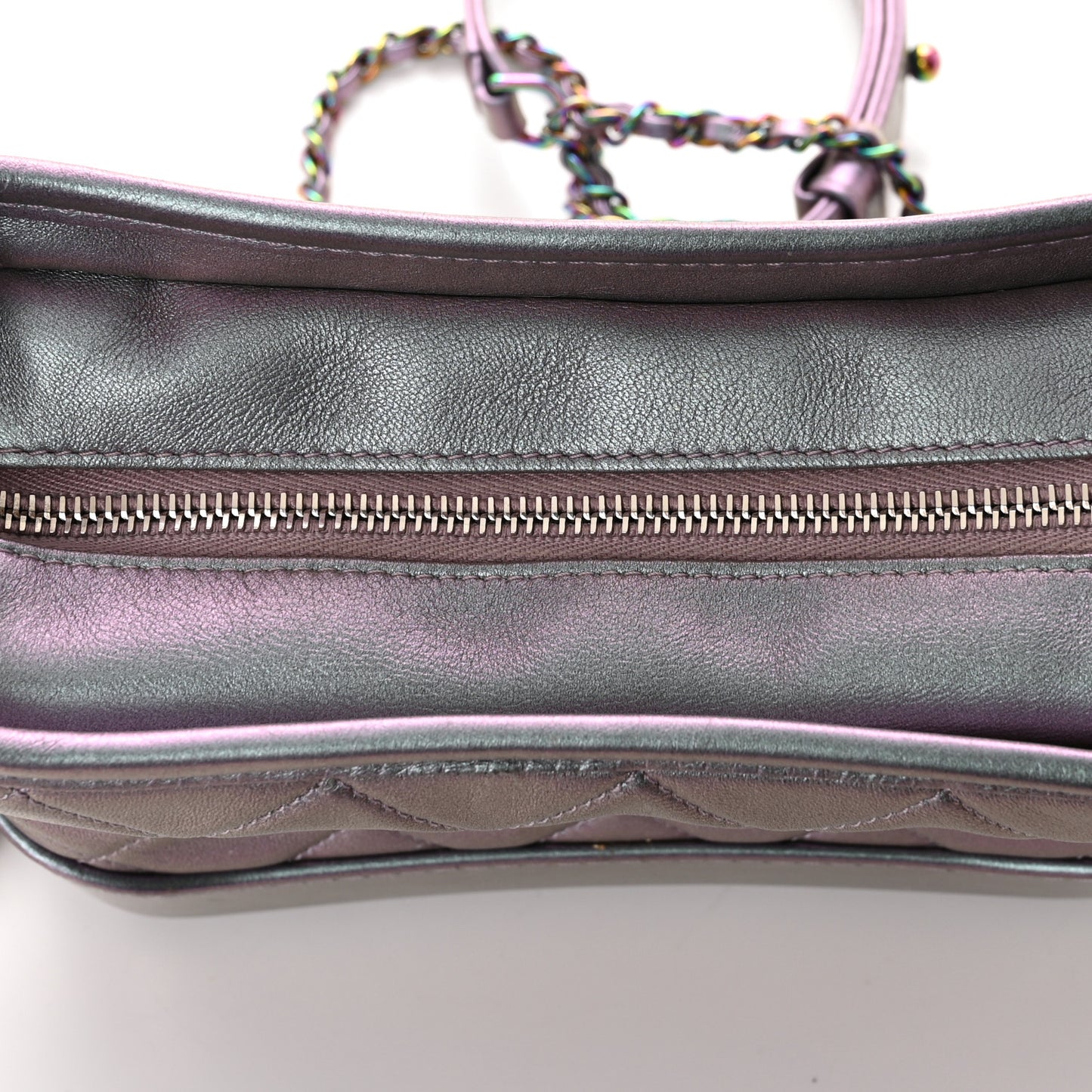 Iridescent Lambskin Calfskin Quilted Small Gabrielle Hobo Light Purple