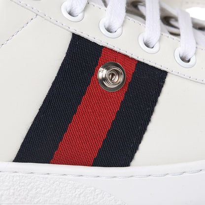 Gucci Calfskin Ayers Web Womens Ace Bow Lace Sneakers 34.5 White 9 of 12