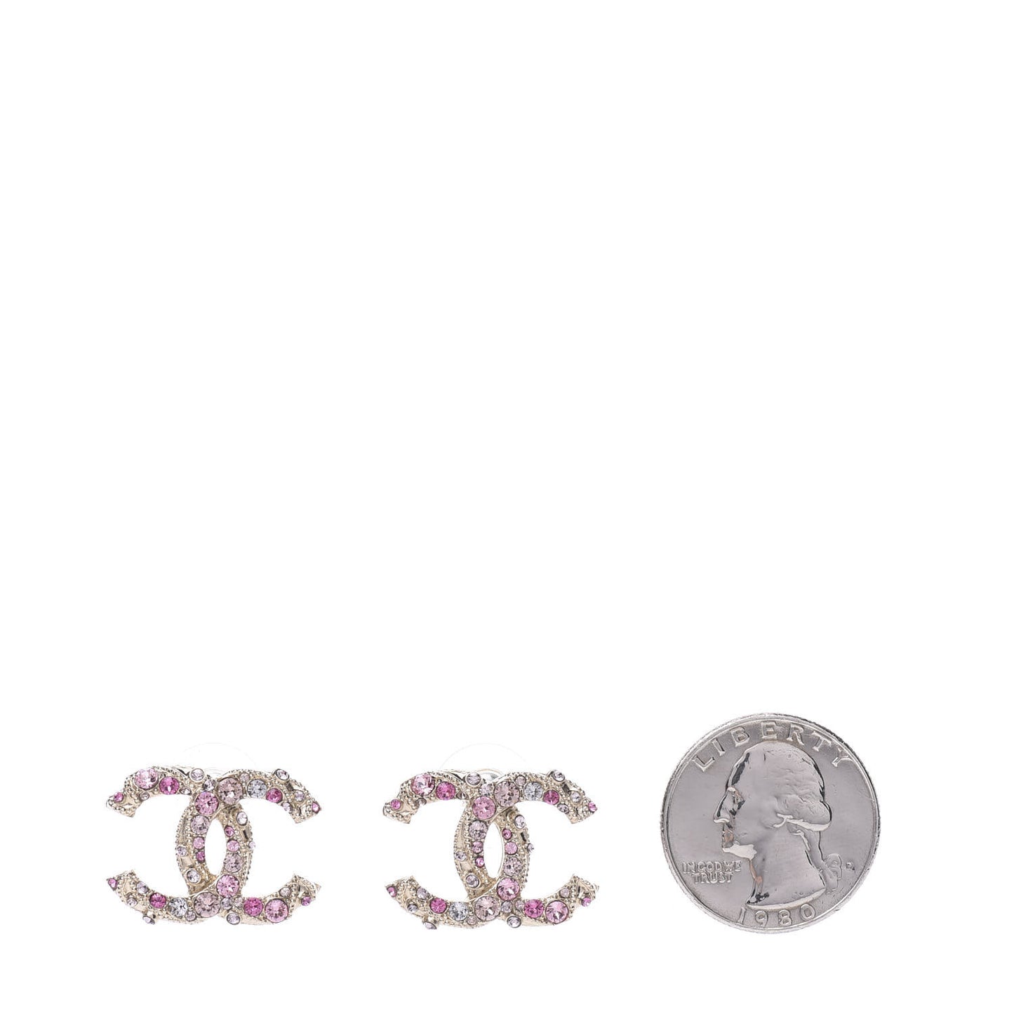 Crystal Twisted CC Earrings Pink Gold