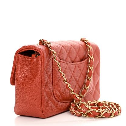 Chanel Pearly Caviar Quilted Mini Rectangular Flap Orange 3 of 11