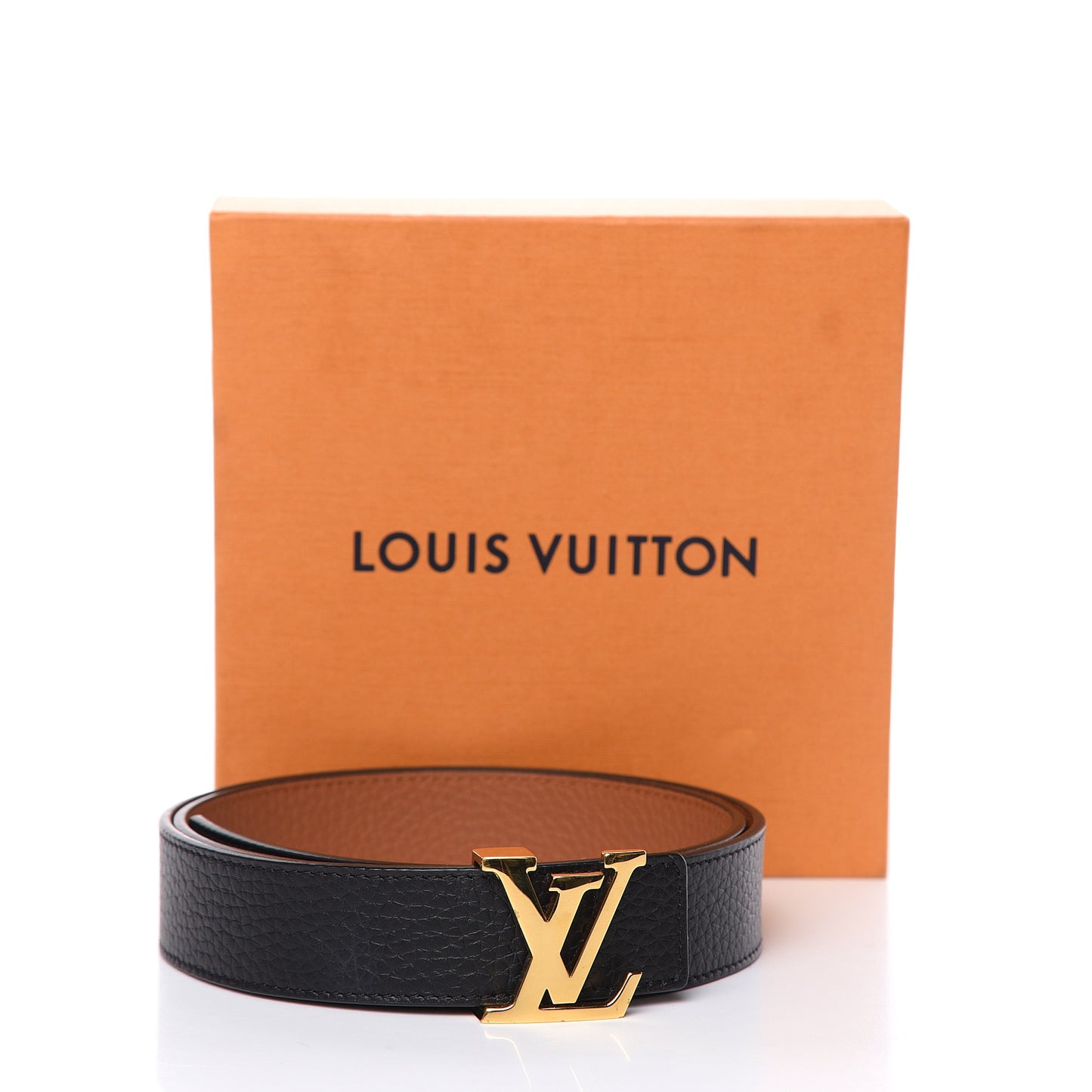 Taurillon Calfskin 30mm LV Initiales Reversible Belt 80 32 Black