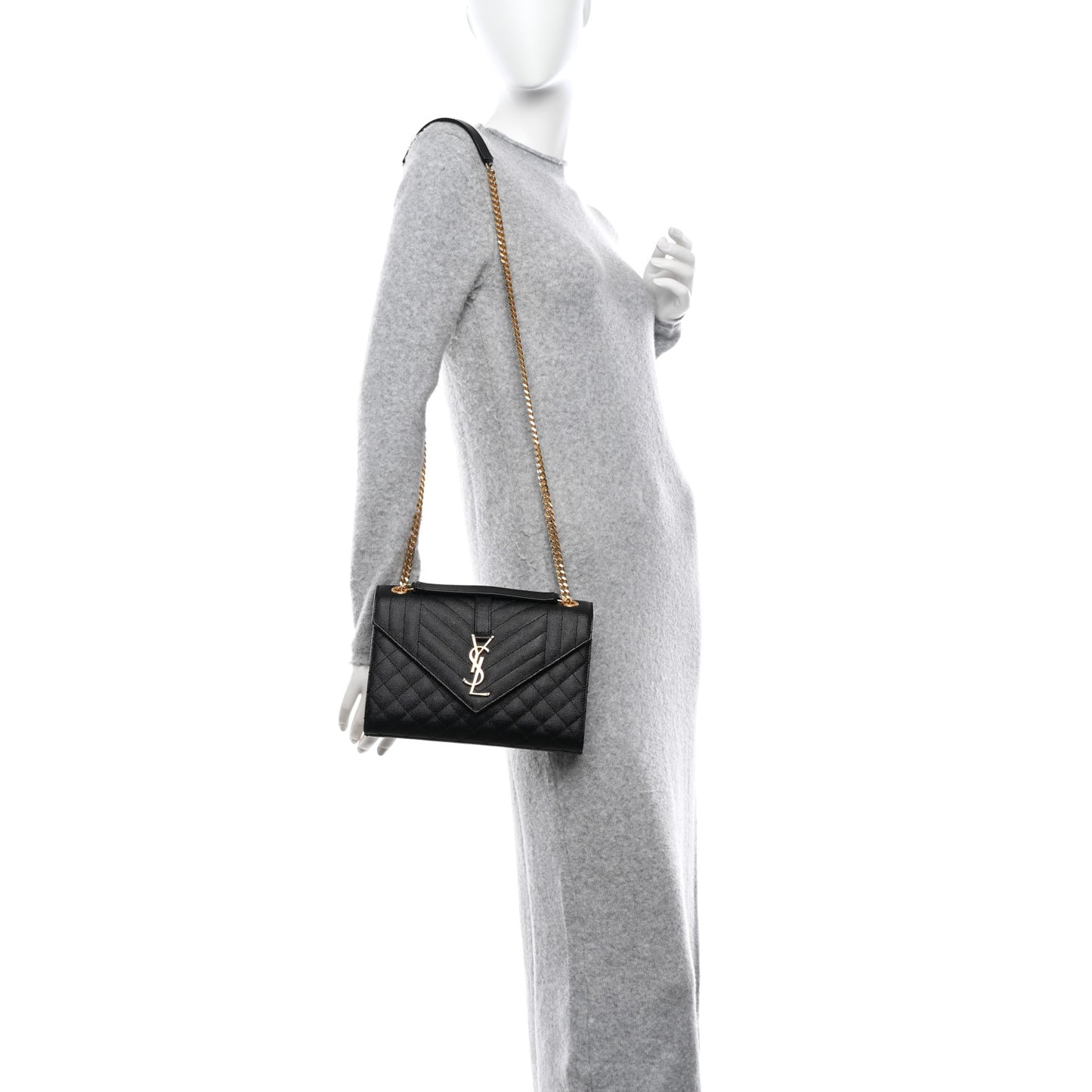 Grain De Poudre Textured Mixed Matelasse Triquilt Medium Monogram Satchel Black