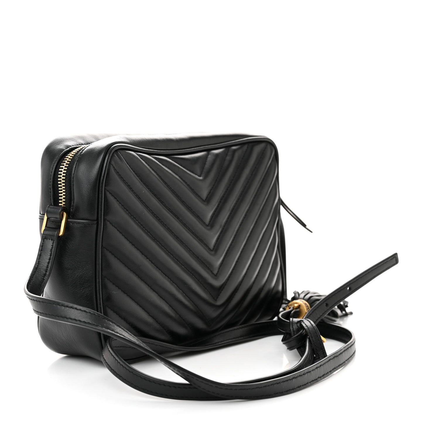 SAINT LAURENT Calfskin Matelasse Monogram Lou Camera Bag Black
