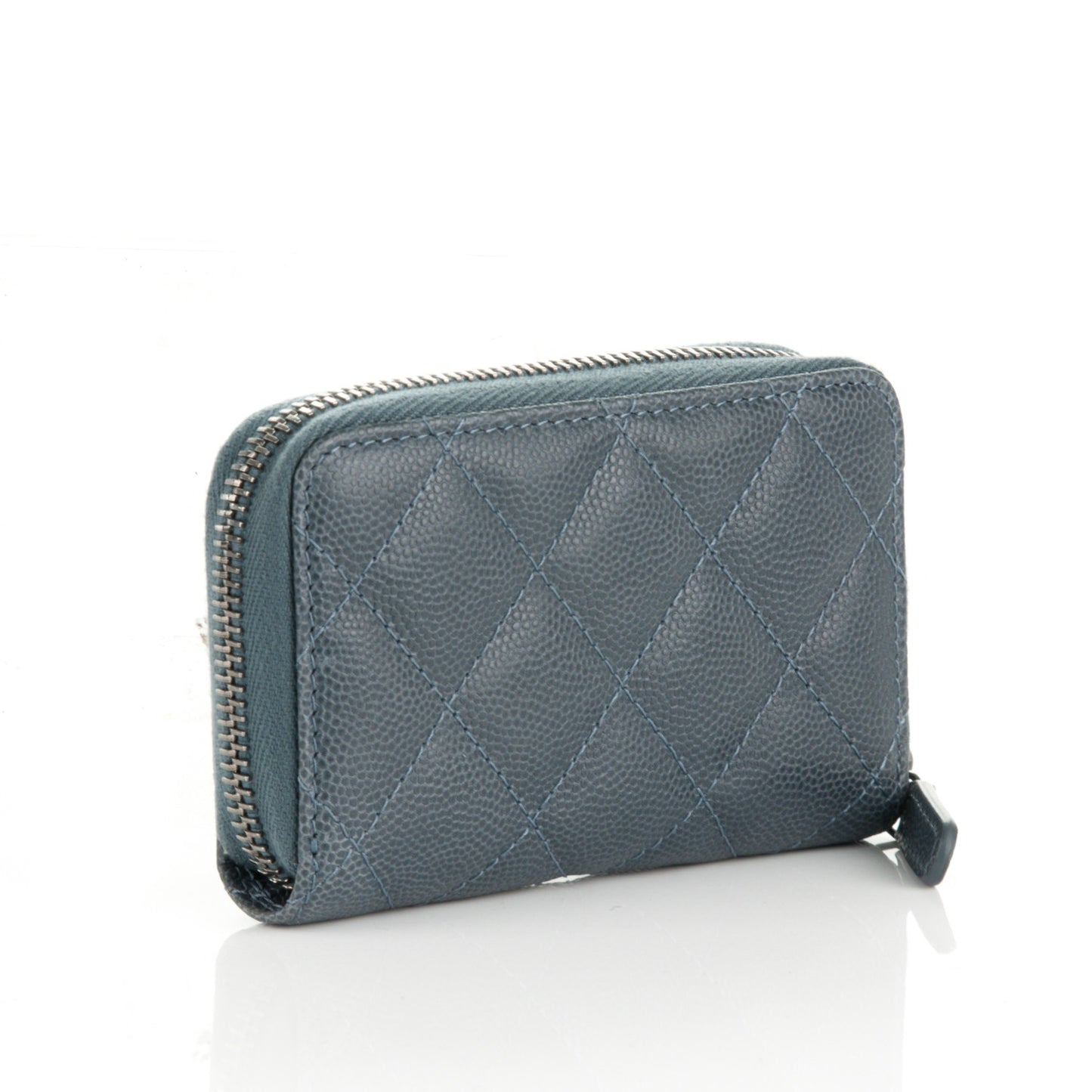 Caviar Quilted Zip Coin Purse Grey