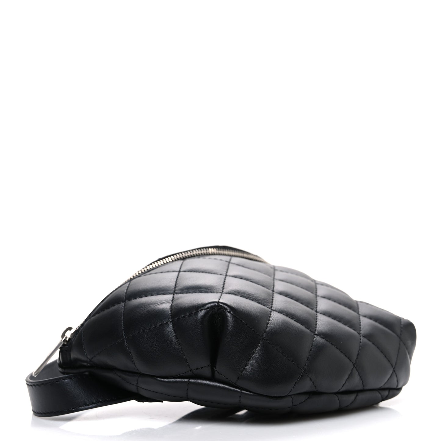 Lambskin Quilted Waist Belt Bag Black