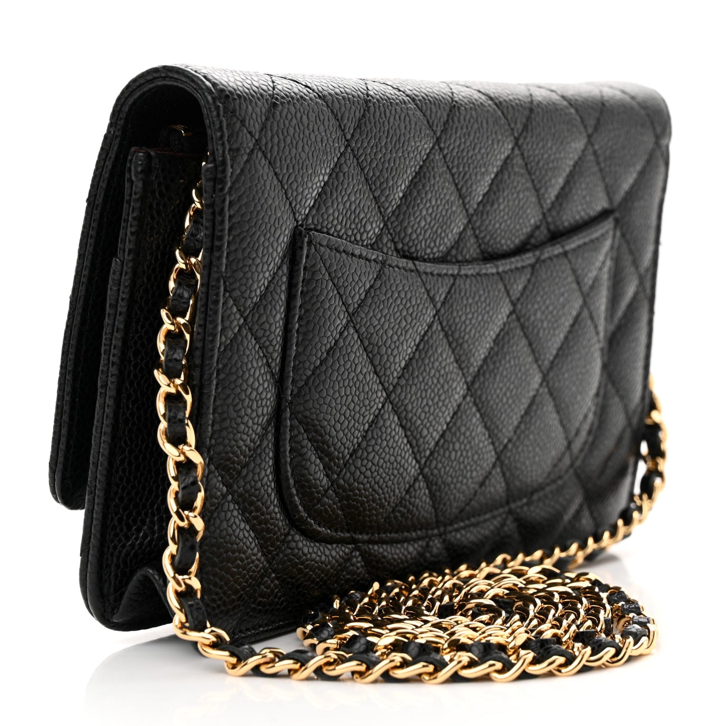 Caviar Quilted Wallet on Chain WOC Black