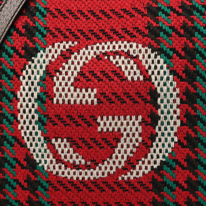 Gucci Cotton Wool Textured Calfskin Houndstooth Woven Square Messenger Bag Red Green Ivory Multicolor New Acero 8 of 10
