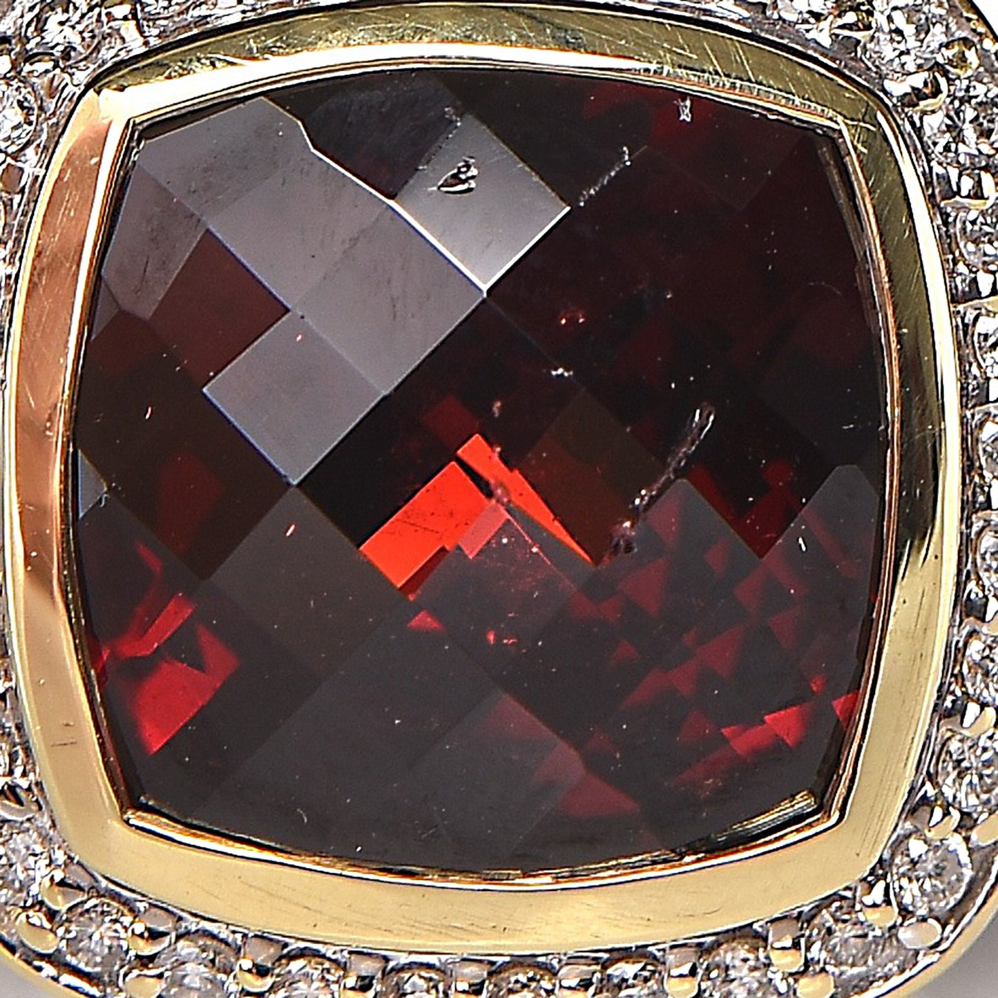 Sterling Silver 18K Yellow Gold Diamond Garnet 11mm Albion Ring 53 6.25