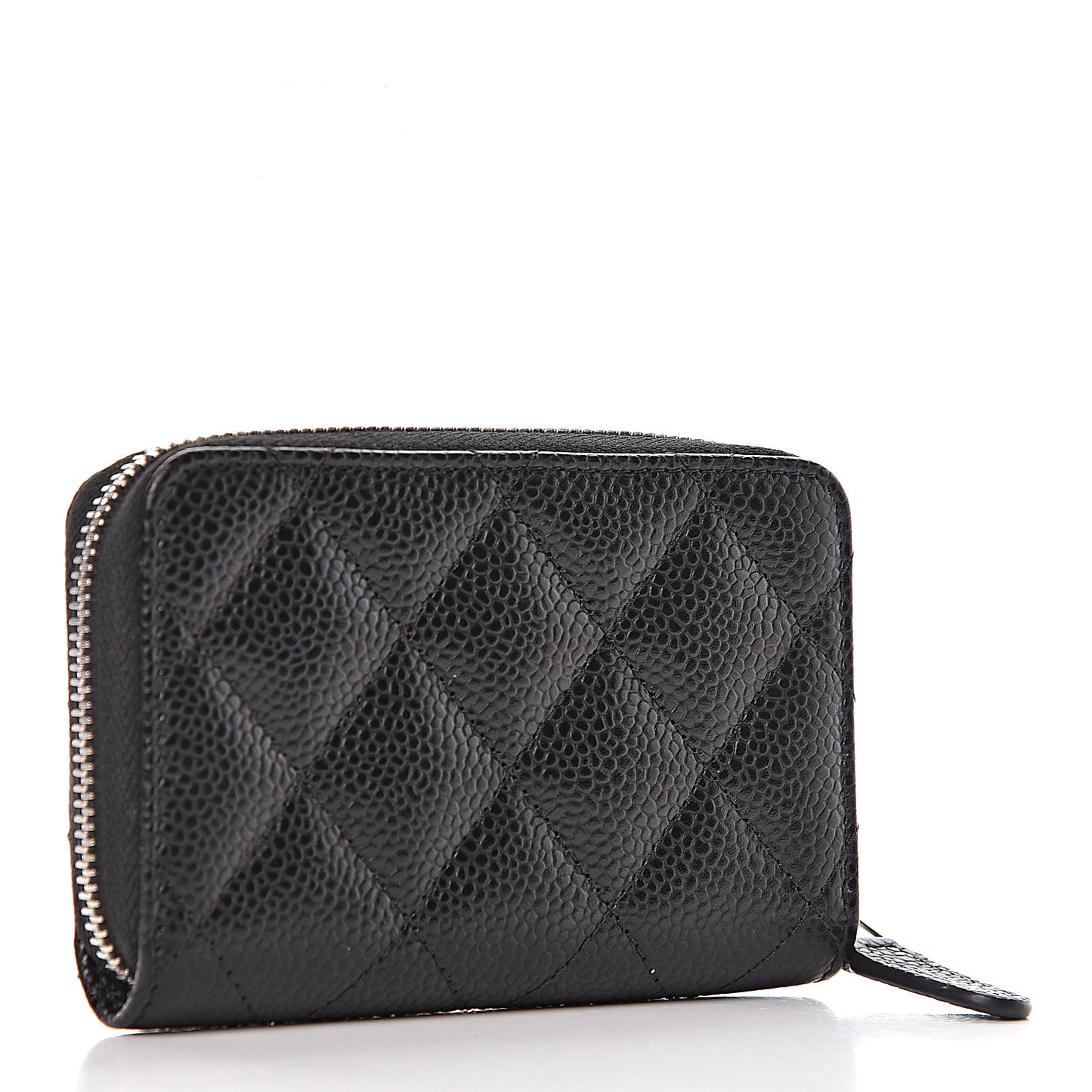 Caviar Quilted Zip Coin Purse Black
