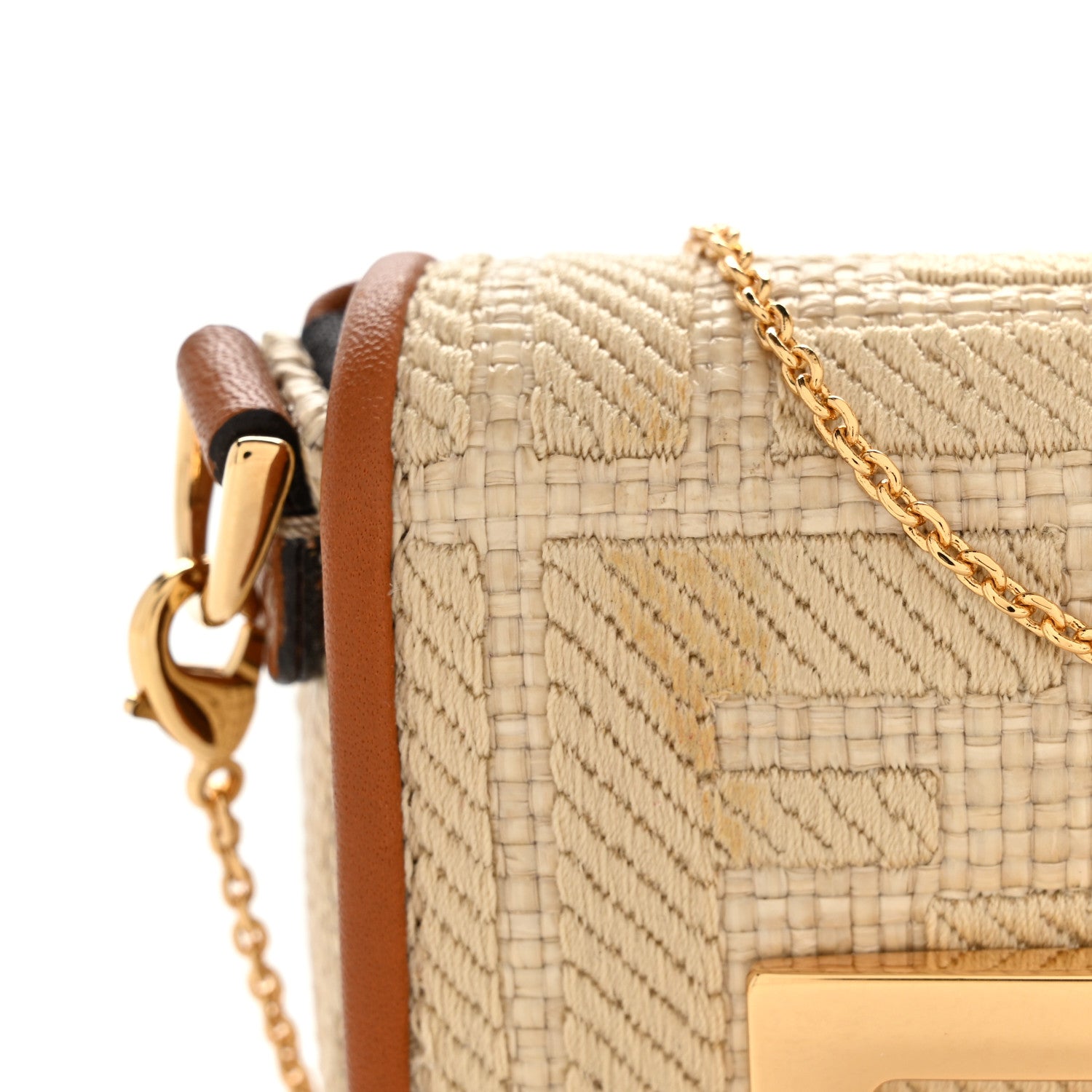 Fendi Raffia Vitello King Lucido FF Embroidered Nano Maxi Buckle Baguette Charm Alchemy Brandy 11 of 12