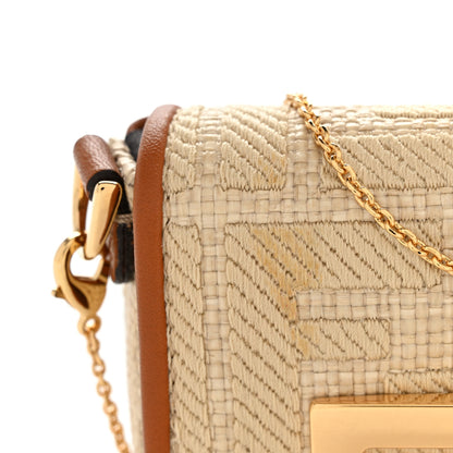 Fendi Raffia Vitello King Lucido FF Embroidered Nano Maxi Buckle Baguette Charm Alchemy Brandy 11 of 12