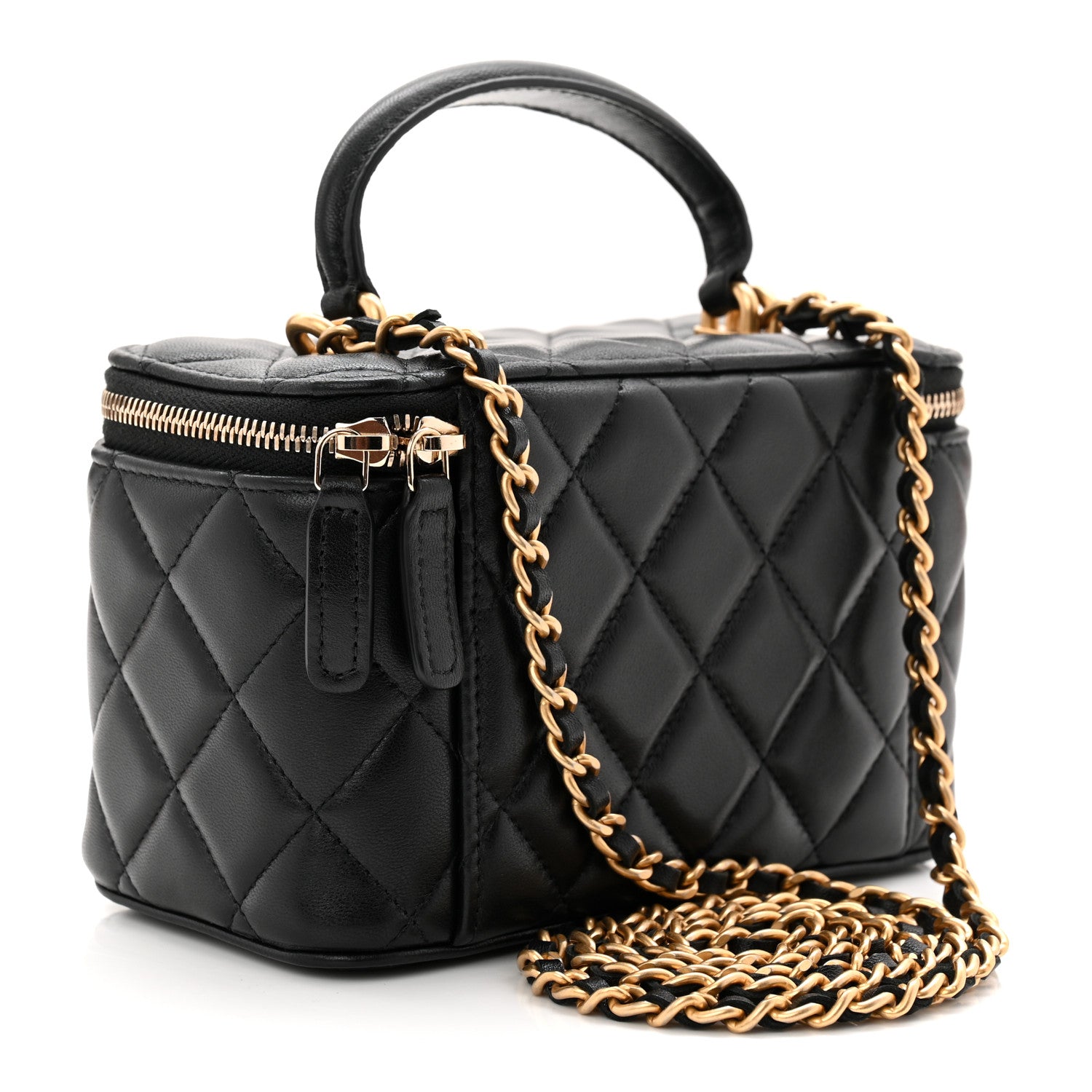 Chanel Lambskin Quilted Small Top Handle Vanity Case With Chain Black 3 of 11
