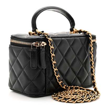 Chanel Lambskin Quilted Small Top Handle Vanity Case With Chain Black 3 of 11