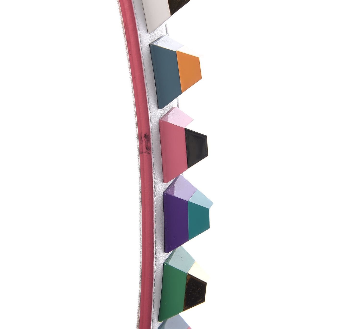 Vitello Dolce Plexiglass Bi-Color Studded Strap You White Ice Cuoio Multicolor