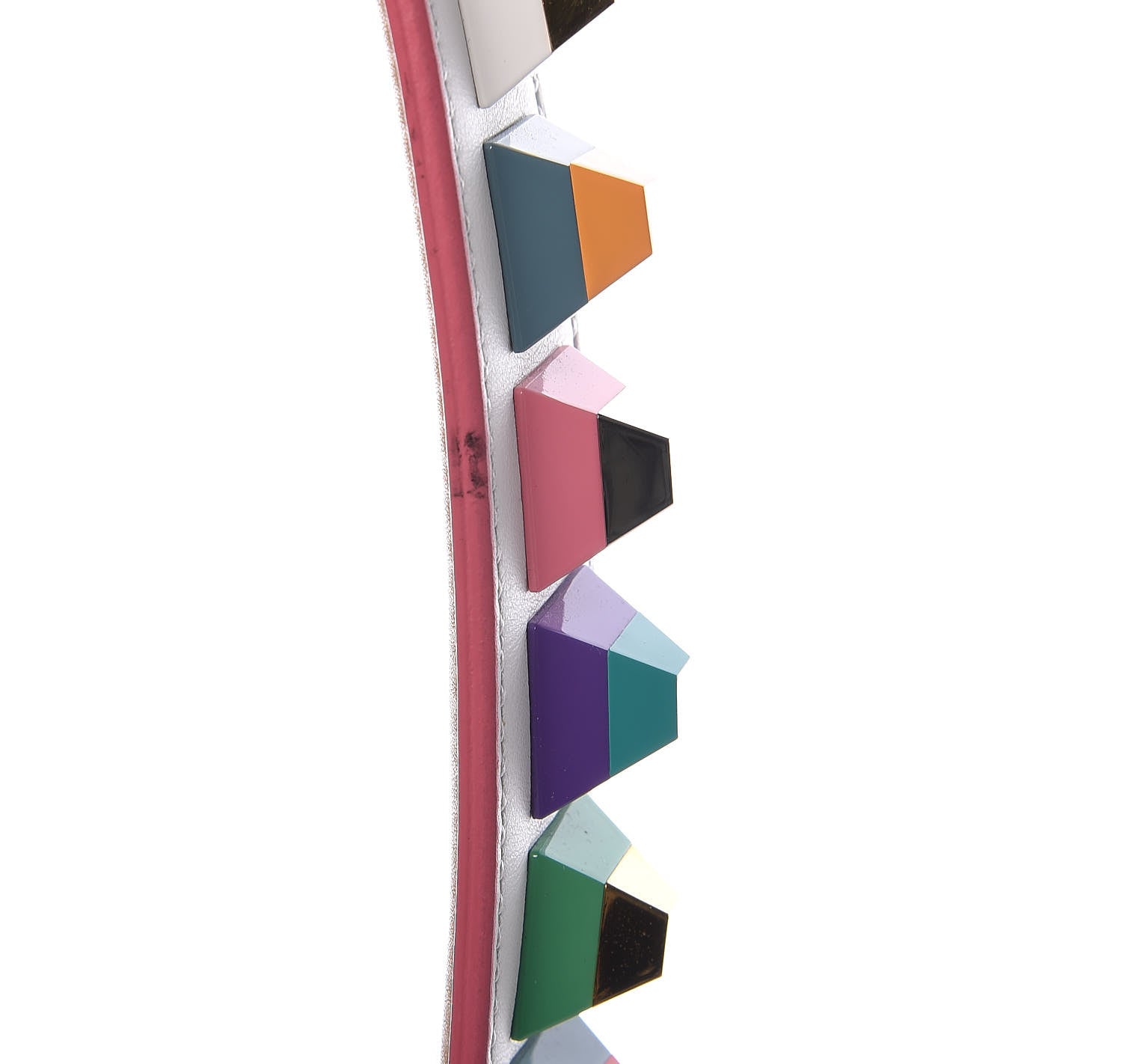 Fendi Vitello Dolce Plexiglass Bi-Color Studded Strap You White Ice Cuoio Multicolor 8 of 9